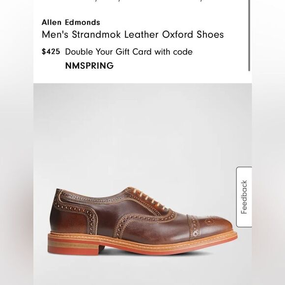 🔥🔥 ALLEN EDMONDS Strandmok Cap-toe Oxford Dainite Rubber Sole 9.5B - PERFECT - Picture 16 of 16